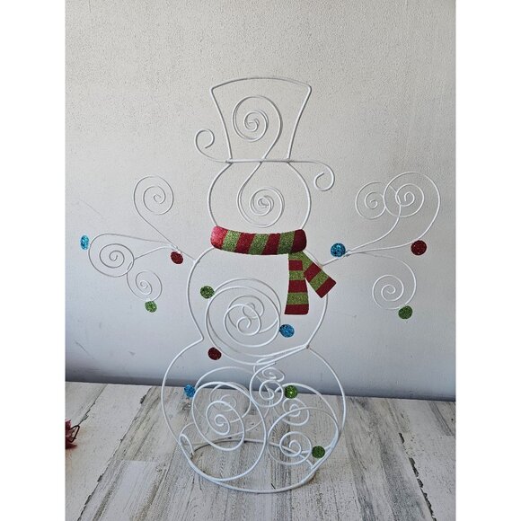 Pier 1 glitter large snowman Xmas decor retired rare - Picture 1 of 9